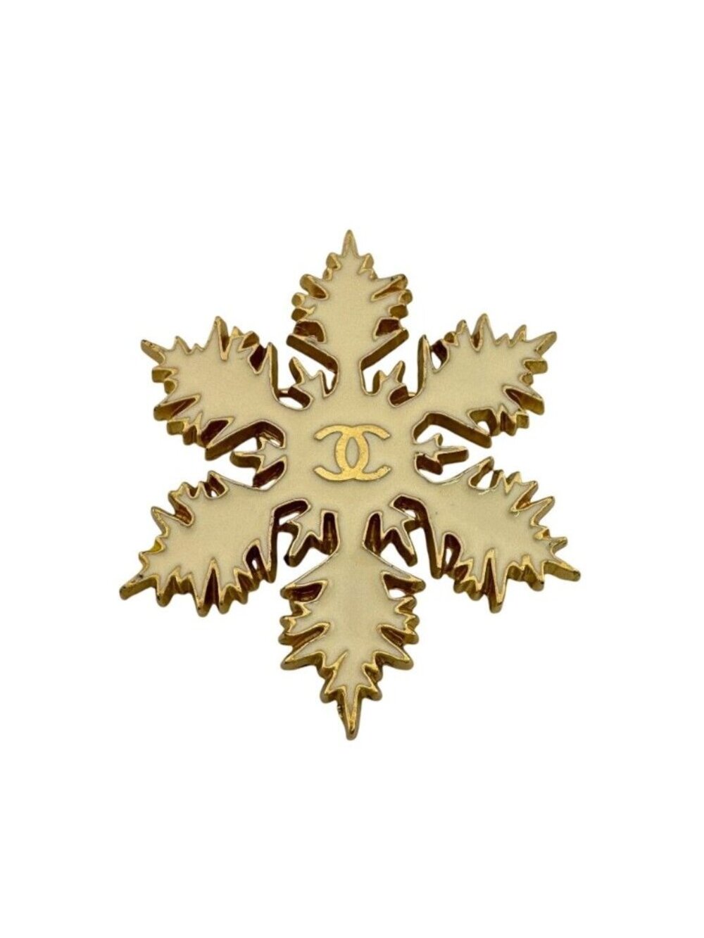 Chanel CC Logo Snowflake Brooch Gold